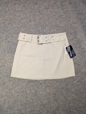 NWT Vintage Y2K Tracy Evans Limited Beige Belted Mini Skirt Made n USA Juniors 9